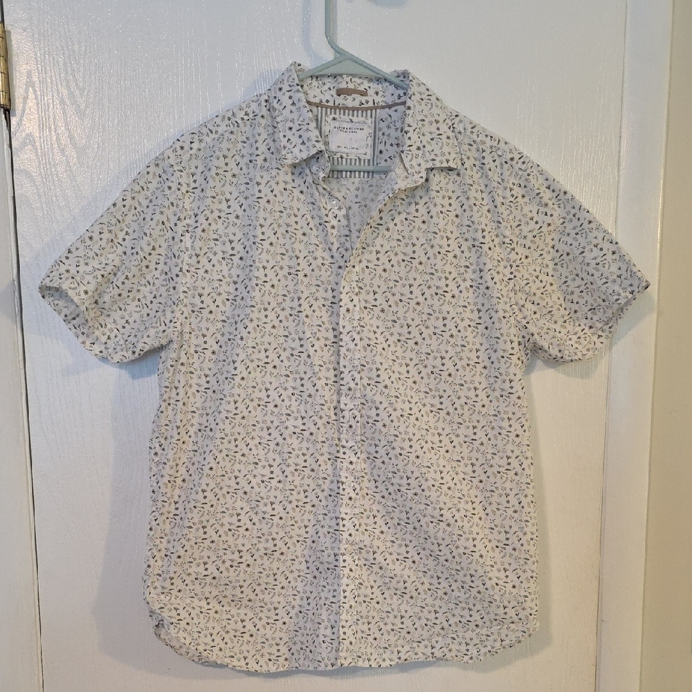 Denim & Flower Ricky Singh White and Blue Patterned Shirt